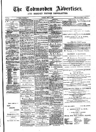 cover page of Todmorden Advertiser and Hebden Bridge Newsletter published on May 2, 1890