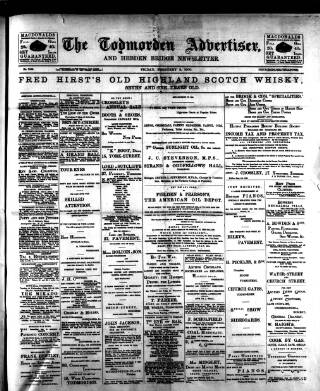 cover page of Todmorden Advertiser and Hebden Bridge Newsletter published on February 2, 1900