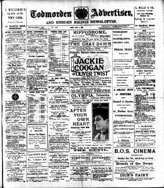 cover page of Todmorden Advertiser and Hebden Bridge Newsletter published on May 4, 1923