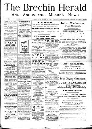 cover page of Brechin Herald published on November 17, 1891