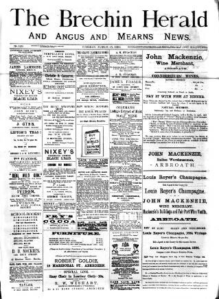 cover page of Brechin Herald published on March 15, 1892