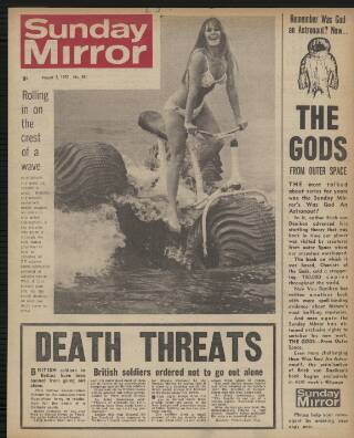 cover page of Sunday Mirror published on August 2, 1970