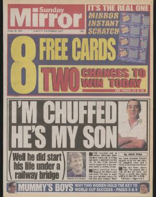 cover page of Sunday Mirror published on June 18, 1995