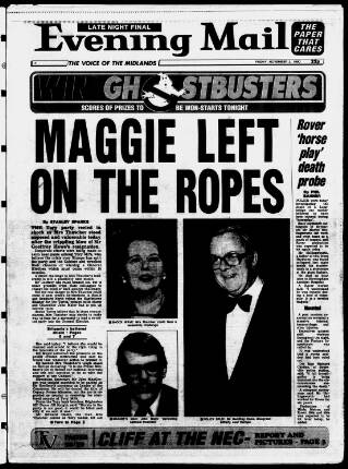 cover page of Birmingham Mail published on November 2, 1990