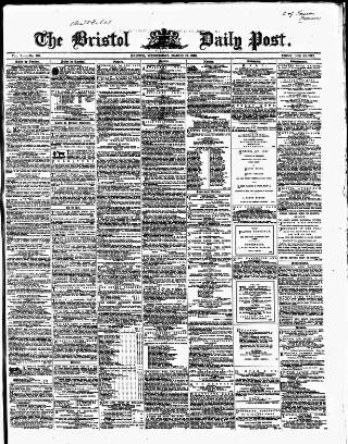 cover page of Bristol Daily Post published on March 19, 1862