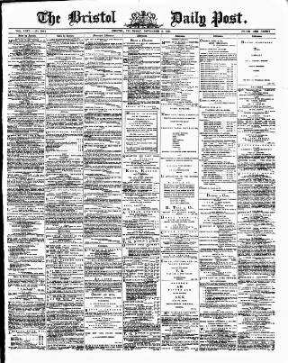 cover page of Bristol Daily Post published on November 2, 1871