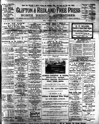 cover page of Clifton and Redland Free Press published on February 2, 1894