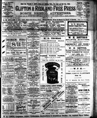 cover page of Clifton and Redland Free Press published on May 4, 1894