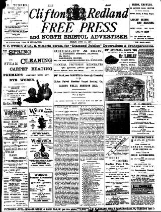 cover page of Clifton and Redland Free Press published on June 18, 1897