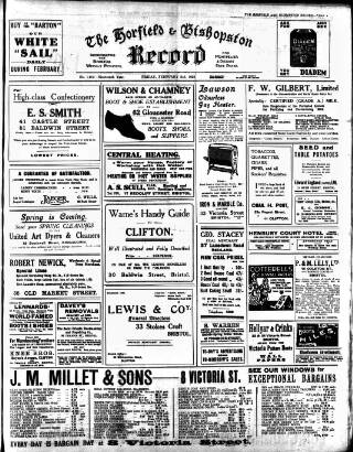 cover page of Horfield and Bishopston Record and Montepelier & District Free Press published on February 2, 1923