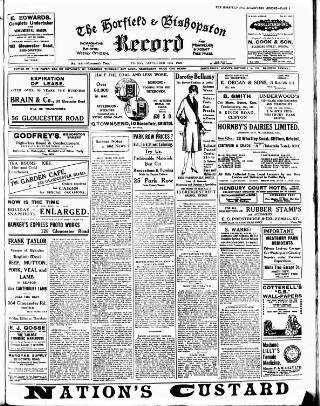cover page of Horfield and Bishopston Record and Montepelier & District Free Press published on September 17, 1926