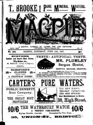cover page of Bristol Magpie published on June 18, 1887