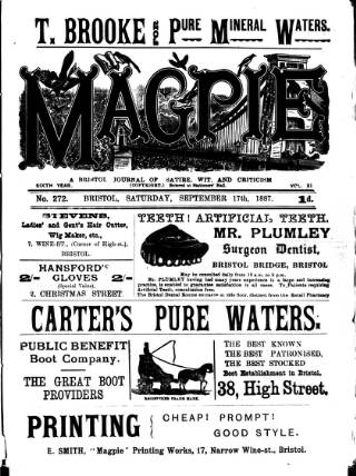 cover page of Bristol Magpie published on September 17, 1887