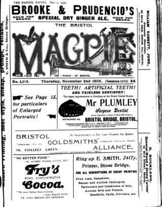 cover page of Bristol Magpie published on November 2, 1905