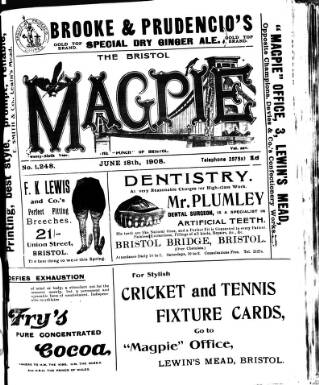 cover page of Bristol Magpie published on June 18, 1908