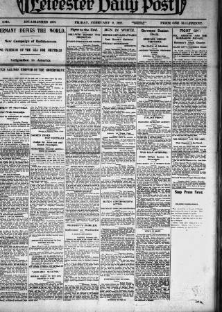 cover page of Leicester Daily Post published on February 2, 1917