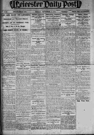 cover page of Leicester Daily Post published on November 2, 1917