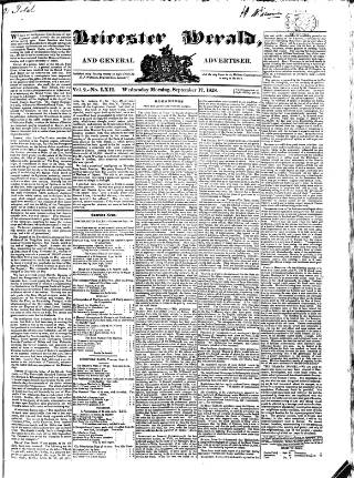 cover page of Leicester Herald published on September 17, 1828