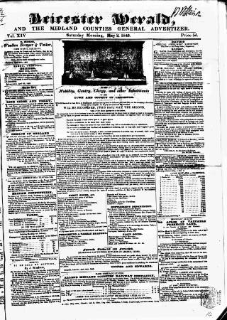 cover page of Leicester Herald published on May 2, 1840