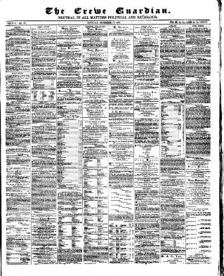 cover page of Crewe Guardian published on September 17, 1870