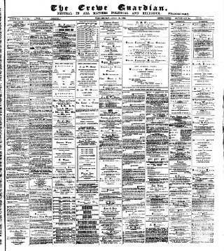 cover page of Crewe Guardian published on June 18, 1884