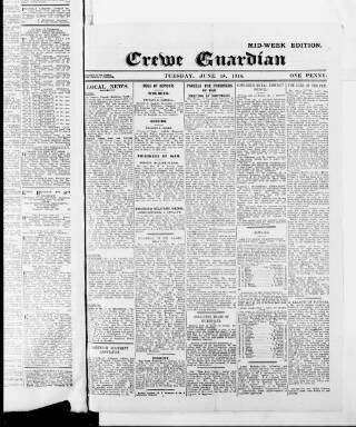 cover page of Crewe Guardian published on June 18, 1918