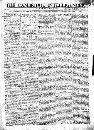 cover page of Cambridge Intelligencer published on May 4, 1799