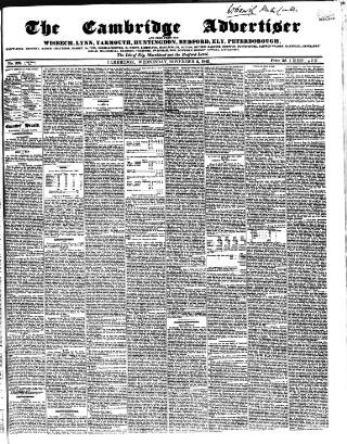 cover page of Cambridge General Advertiser published on November 2, 1842