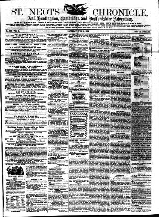 cover page of St. Neots Chronicle and Advertiser published on June 18, 1864