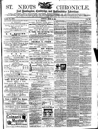 cover page of St. Neots Chronicle and Advertiser published on March 19, 1881