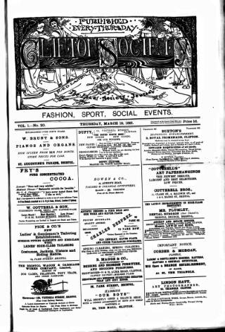cover page of Clifton Society published on March 19, 1891