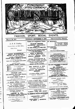 cover page of Clifton Society published on September 17, 1896