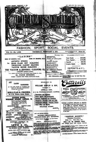 cover page of Clifton Society published on February 2, 1911