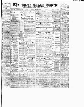 cover page of West Sussex Gazette published on May 2, 1889