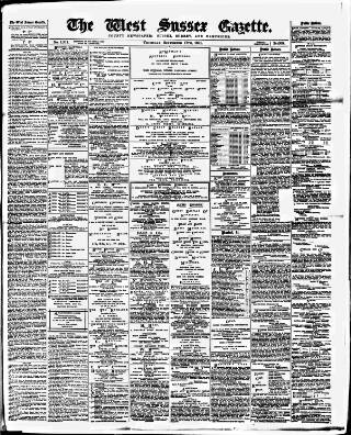 cover page of West Sussex Gazette published on September 17, 1891