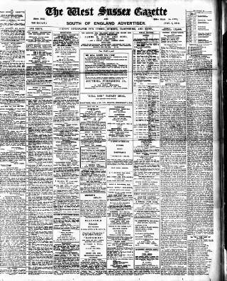 cover page of West Sussex Gazette published on November 2, 1916