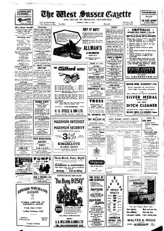 cover page of West Sussex Gazette published on April 4, 1957