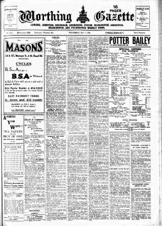cover page of Worthing Gazette published on May 4, 1932