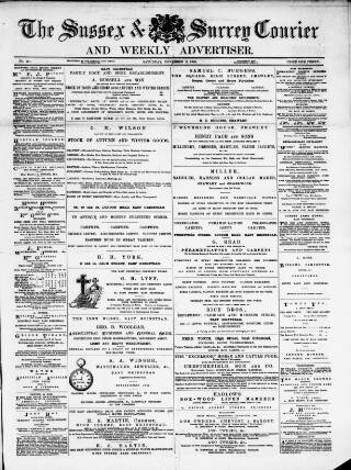 cover page of Crawley and District Observer published on November 2, 1889