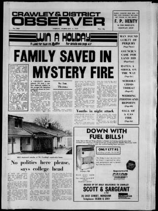 cover page of Crawley and District Observer published on February 2, 1979