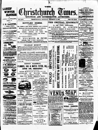 cover page of Christchurch Times published on November 2, 1895