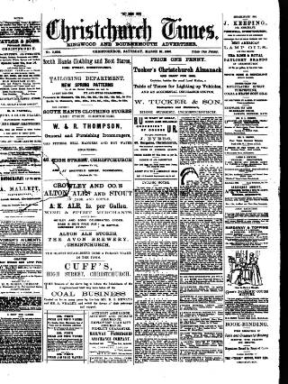 cover page of Christchurch Times published on March 19, 1898