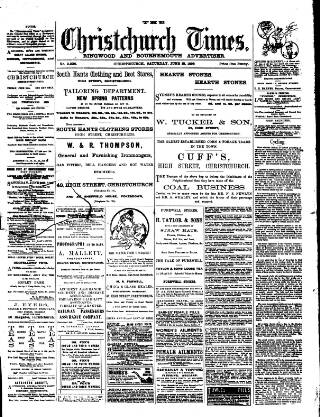 cover page of Christchurch Times published on June 18, 1898