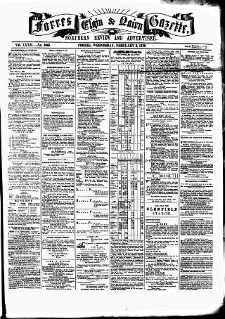 cover page of Forres Elgin and Nairn Gazette published on February 2, 1870