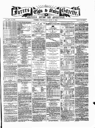 cover page of Forres Elgin and Nairn Gazette published on June 18, 1884