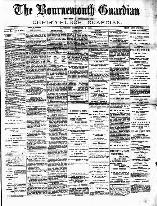 cover page of Bournemouth Guardian published on November 2, 1889