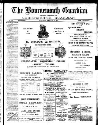 cover page of Bournemouth Guardian published on February 2, 1895