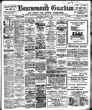 cover page of Bournemouth Guardian published on August 2, 1913