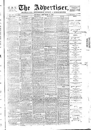 cover page of County Advertiser & Herald for Staffordshire and Worcestershire published on September 17, 1881