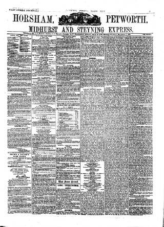 cover page of Horsham, Petworth, Midhurst and Steyning Express published on November 2, 1875